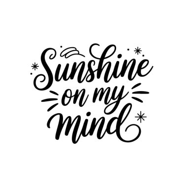 Aklımda güneş ışığı var. Beyaz Arkaplanda Yaz Vektörü Tasarımı İzole Edildi