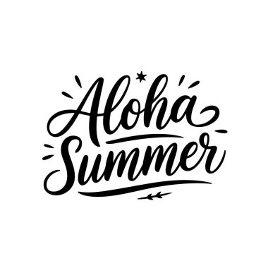 Aloha yazı. Beyaz Arkaplanda Yaz Vektörü Tasarımı İzole Edildi
