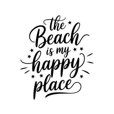 Kumsal benim mutlu olduğum yerdir. Beyaz Arkaplanda Yaz Vektörü Tasarımı İzole Edildi