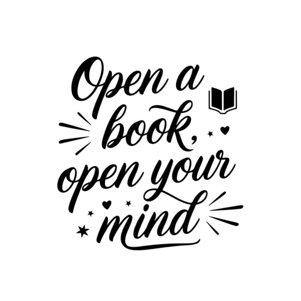 Bir kitap aç, zihnini aç. Beyaz Arkaplanda Vektör Tasarımı İzole Edildi
