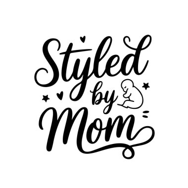 Annem tarafından şekillendirilmiş. Baby Girl Beyaz Arkaplanda İzole Edilmiş Vektör Tasarımı