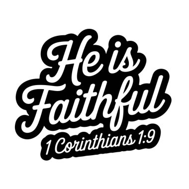 O sadıktır 1 Korintliler 1: 9, Beyaz Arkaplanda Ayet Vektör Tasarımı