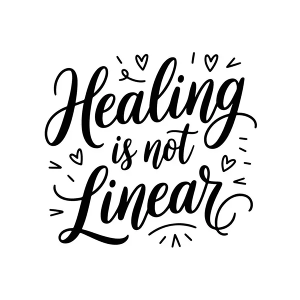 İyileşmek doğrusal değildir. Zihinsel Sağlık Alıntıları Vektör Tasarımı Beyaz Arkaplanda İzole Edildi