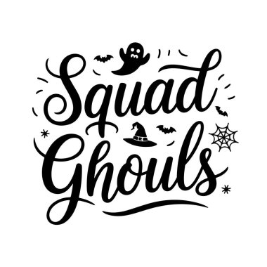 Ekip hortlakları Cadılar Bayramında Beyaz Arkaplanda İzole Edilmiş Vektör Tasarımı