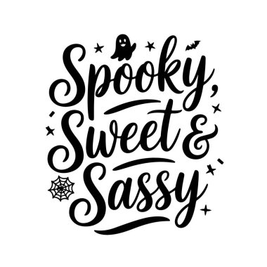 Ürkütücü, Tatlı ve Küstah. Cadılar Bayramı Vector Tasarımı Beyaz Arkaplanda İzole Edildi