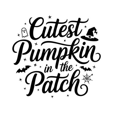 Patch 'teki en tatlı balkabağı. Cadılar Bayramı Vector Tasarımı Beyaz Arkaplanda İzole Edildi