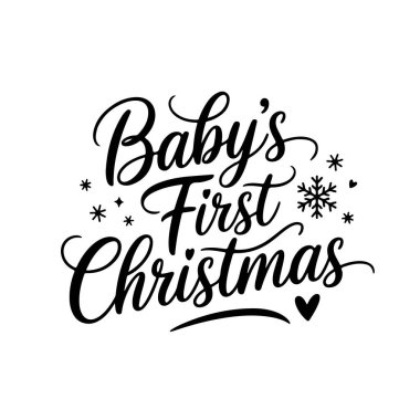 Bebeklerin İlk Noel 'i, Noel Alıntıları Vektör Tasarımı Beyaz Arkaplanda İzole Edildi