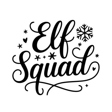 Elf Takımı. Beyaz Arkaplanda Noel Alıntıları Vektör Tasarımı İzole Edildi