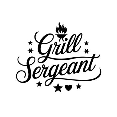 Izgara Çavuşu. Beyaz Arkaplanda İzole Edilen Komik Barbekü Alıntıları Vektör Tasarımı