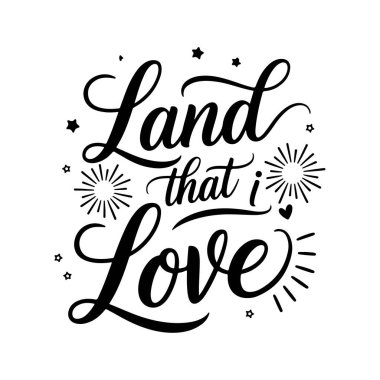 Sevdiğim topraklar. 4 Temmuz Alıntıları Vektör Tasarımı Beyaz Arkaplanda İzole Edildi