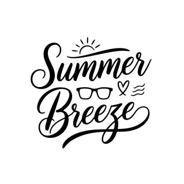 Yaz meltemi. Beyaz Arkaplanda Yaz Alıntıları Vektör Tasarımı İzole Edildi