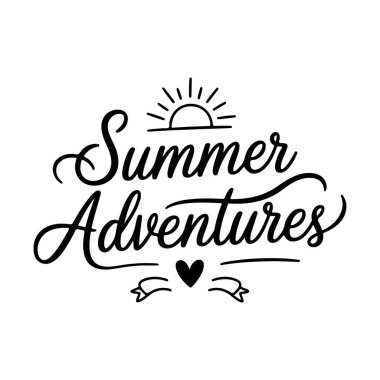 Yaz Maceraları. Beyaz Arkaplanda Yaz Alıntıları Vektör Tasarımı İzole Edildi