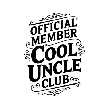 Resmi Üye Havalı Amca Kulübü. Beyaz Arkaplanda Vektör Tasarımı İzole Edildi