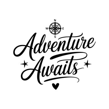 Macera bekliyor. Seyahat Alıntıları Vektör Tasarımı Beyaz Arkaplanda İzole Edildi