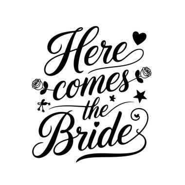 İşte gelin de geliyor. Gelin Partisi Beyaz Arkaplanda Ayırt Edilmiş Vektör Tasarımı