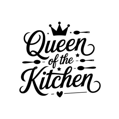 Mutfak Kraliçesi. Beyaz Arkaplanda Komik Mutfak Alıntıları Vektör Tasarımı İzole Edildi