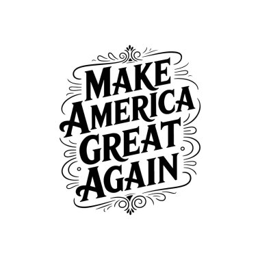 Amerika 'yı Yeniden Harika Yap. Beyaz Arkaplanda Vektör Tasarımı İzole Edildi