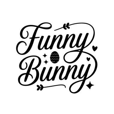 Komik Tavşan. Paskalya Alıntıları Vektör Tasarımı Beyaz Arkaplanda İzole Edildi