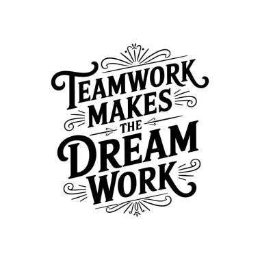 Takım çalışması rüyayı gerçekleştirir. Beyaz Arkaplanda Vektör Tasarımı İzole Edildi