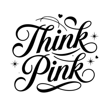 Pink 'i düşün. Beyaz Arkaplanda Kanser Farkındalığı Vektör Tasarımı İzole Edildi