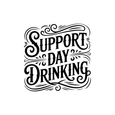 Destek günü içkisi. Beyaz Arkaplanda Vektör Tasarımı İzole Edildi