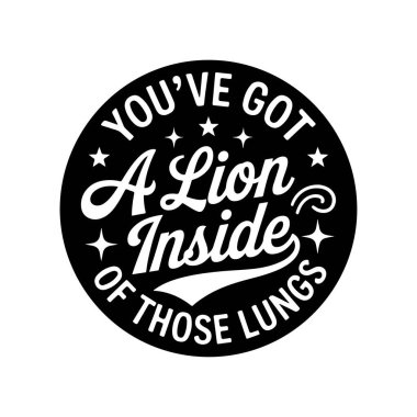 Ciğerlerinin içinde bir aslan var. Beyaz Arkaplanda Vektör Tasarımı İzole Edildi