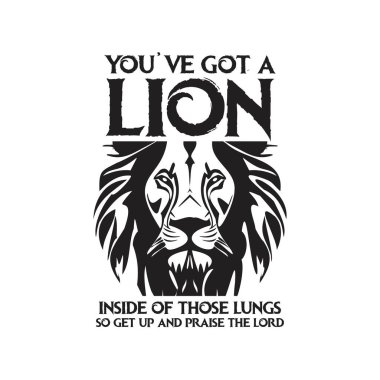 Ciğerlerinin içinde bir aslan var. Beyaz Arkaplanda Vektör Tasarımı İzole Edildi