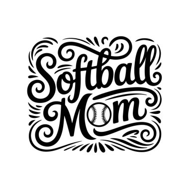 Softball anne. Beyaz Arkaplanda Vektör Tasarımı İzole Edildi