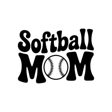 Softball anne. Beyaz Arkaplanda Vektör Tasarımı İzole Edildi