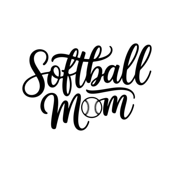 Softball Mom. Vector Design Isolated on White Background