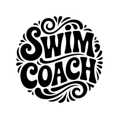 Yüzme koçu. Beyaz Arkaplanda Vektör Tasarımı İzole Edildi