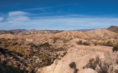 Tabernas Çölü, Desierto de Tabernas. Avrupa sadece çöl. Almerya, Endülüs bölgesi, İspanya. Vahşi doğa koruma alanı ve spagetti batı filmleri için mekan.