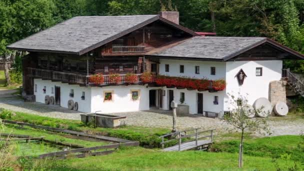 2017年7月14日 德国巴伐利亚蒂特林 巴伐利亚博物馆森林展示了1580年至1890年德国巴伐利亚森林的历史建筑景观和住宅建筑 — 图库视频影像
