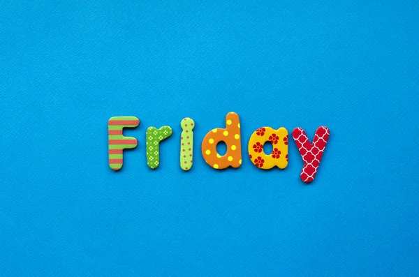 Colored Word Friday Blue Paper Background — Stock Photo, Image