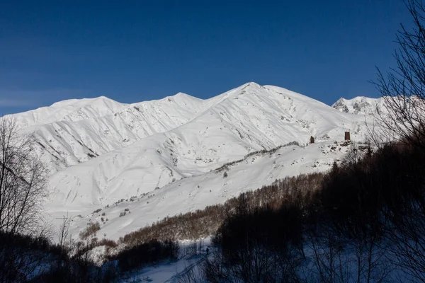 Svan Tours Face Mont Shkhara Est Une Montagne Neuf Sommets — Photo