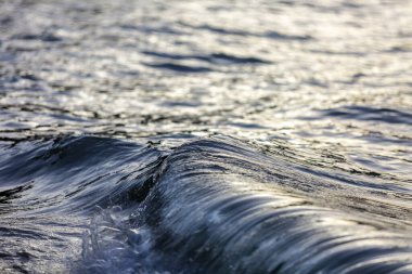 Okyanusta, üzerinde güneş parlayan bir dalga..
