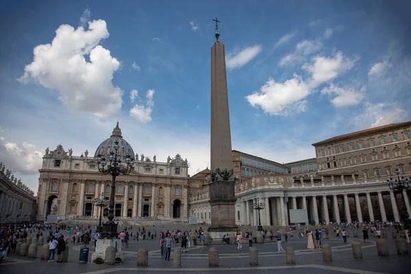Vatikán Központi Tere Szent Péter Tér Egy Obeliszk Oszloppal Római — Stock Fotó