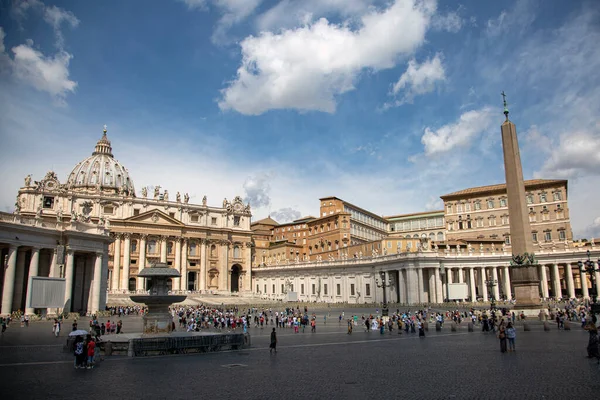 Rynek Centralny Watykanie Plac Piotra Kolumną Obelisku Cyrku Nerona Rzym — Zdjęcie stockowe
