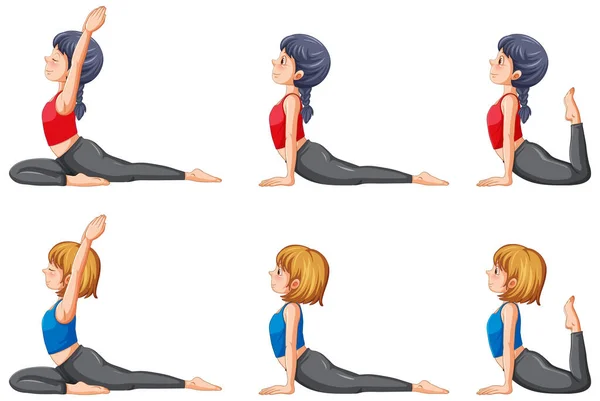 Conjunto Posturas Yoga Ilustración — Archivo Imágenes Vectoriales
