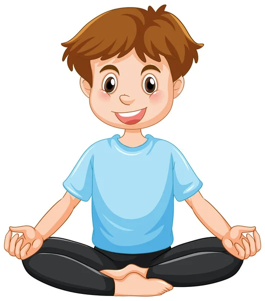 Man Doing Yoga Cartoon Character Illustration — Image vectorielle