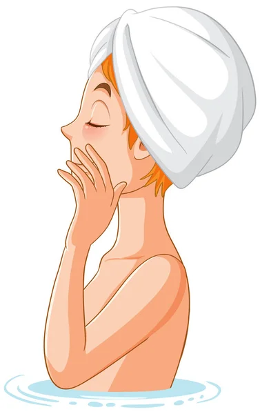 Une Femme Enveloppée Cheveux Avec Illustration Serviette — Image vectorielle