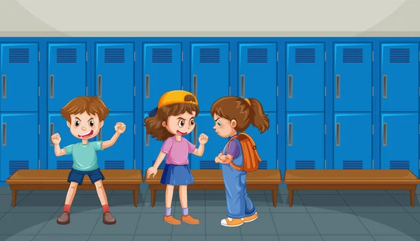 School Bullying Student Cartoon Characters Illustration — стоковый вектор