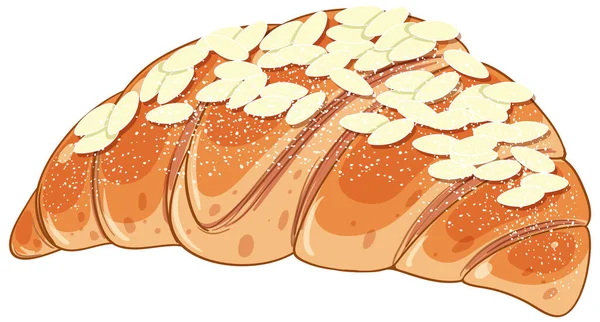 Geïsoleerde Heerlijke Franse Amandel Croissant Illustratie — Stockvector