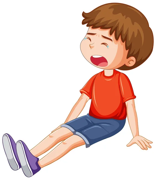 Ένα Αγόρι Κλαίει Εικονογράφηση Χαρακτήρα Κινουμένων Σχεδίων — Διανυσματικό Αρχείο