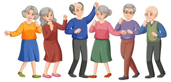 Gruppo Anziani Che Ballano Illustrazione — Vettoriale Stock