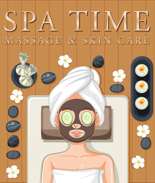 Spa Massage Skincare Poster Design Illustration — Stock Vector