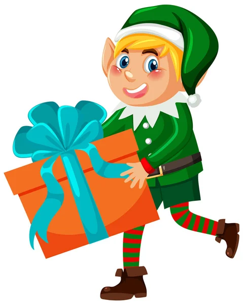 Dibujos Animados Navidad Elfo Carácter Ilustración — Vector de stock