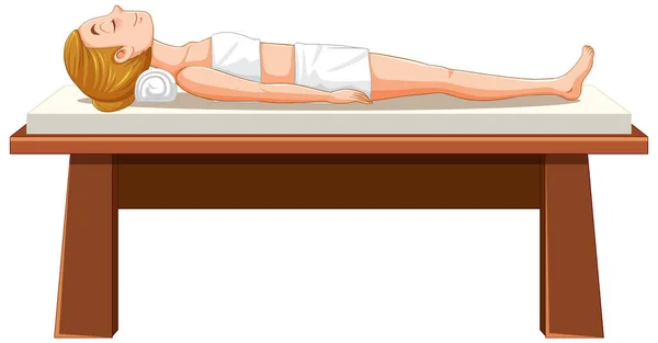 Uma Mulher Deitada Cama Massagem Ilustração —  Vetores de Stock