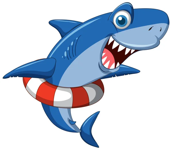 Χαμογελώντας Καρχαρία Απεικόνιση Χαρακτήρα Κινουμένων Σχεδίων — Διανυσματικό Αρχείο