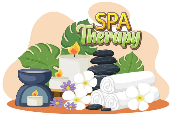 Terapia Spa Texto Com Objetos Spa Ilustração — Vetor de Stock